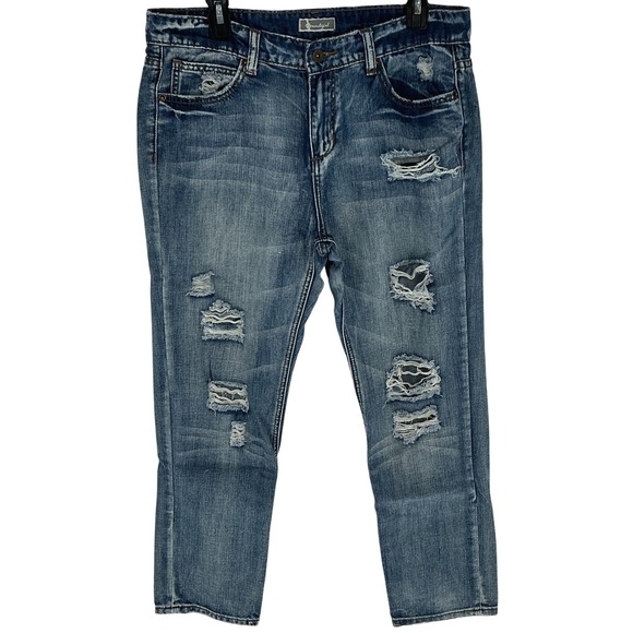 Soundgirl Women's Blue Distressed Ripped Boyfriend Jeans Size 13 - Picture 2 of 8